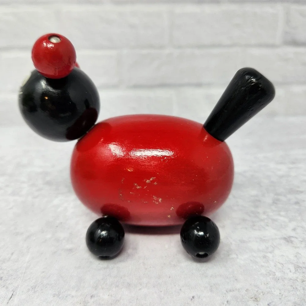 Rare Vintage Wooden Toy The Cat Kitty Brio 1970s 1980s Sweden Tiny Red Wood Cat